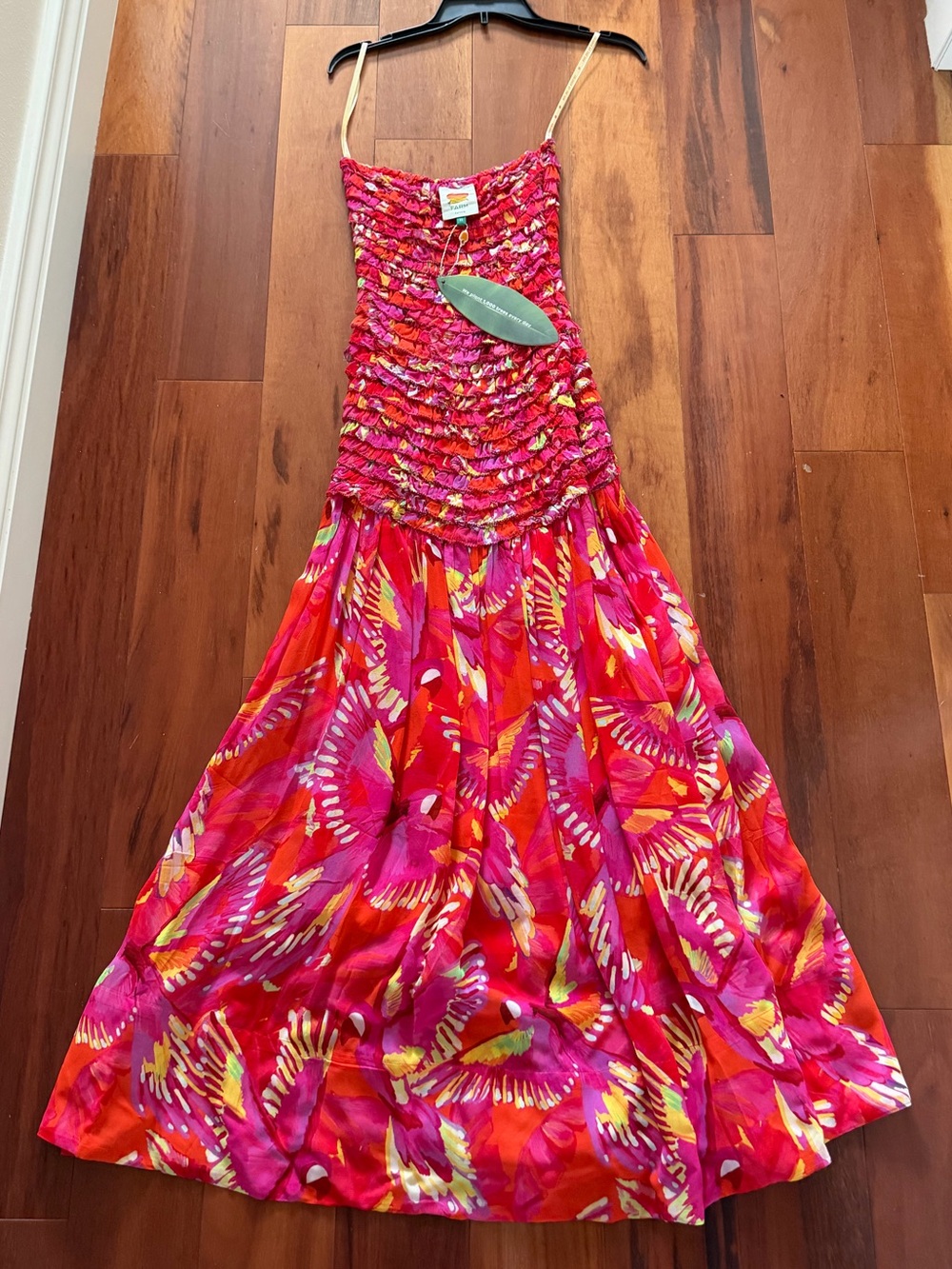 FARM Rio Vibrant Pink Tropical Maxi Dress with Multicolor Print